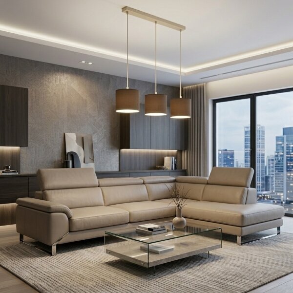 Lampadario a sospensione con cavo ARDEN 3xE27/15W/230V beige/marrone