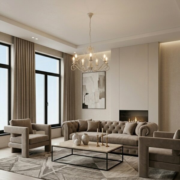 Lampadario a catena MAURO 7xE14/15W/230V beige