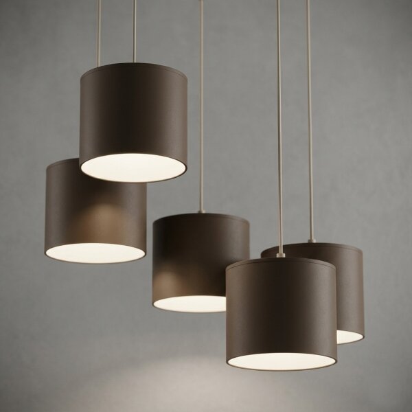 Lampadario sospeso con cavo ARDEN 5xE27/15W/230V beige/marrone