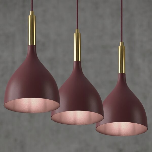 Lampadario a sospensione con cavo NOAK, 3x E27 (max 15W), 230V, bordeaux