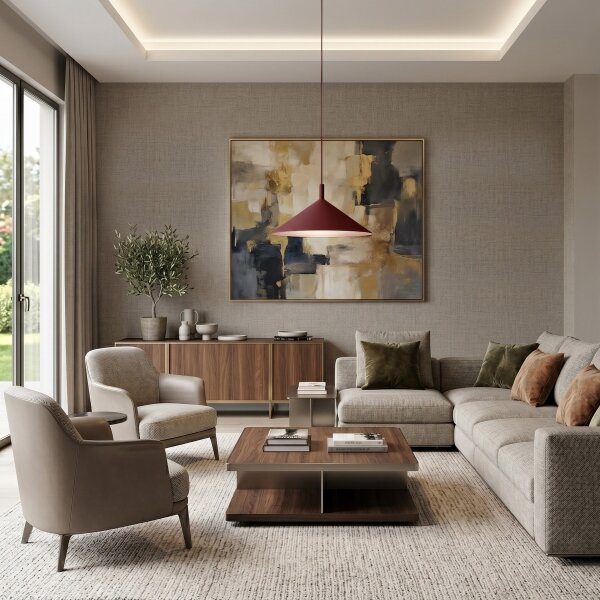 Lampada a sospensione su cavo ANEGA 1xGX53/15W/230V, diametro 50 cm, bordeaux