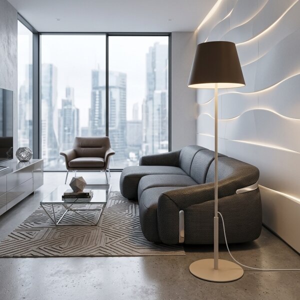 Lampada da terra ARDEN 1xE27/15W/230V beige/marrone