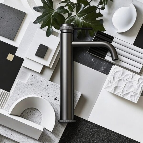 Rubinetto da lavabo Rea Lungo Grip Gun Grey high