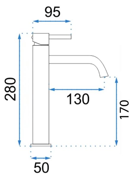 Rubinetto da lavabo Rea Lungo Titan High