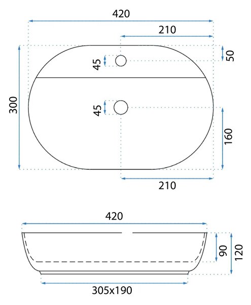 Lavabo da appoggio REA Aura 42