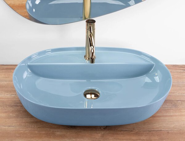 Lavabo da appoggio REA Aura 61 L.Blue Shiny