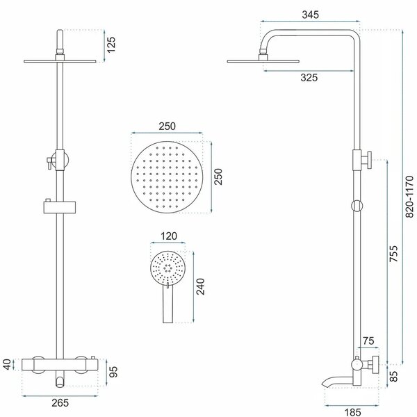 Set doccia con termostato REA Lungo Copper