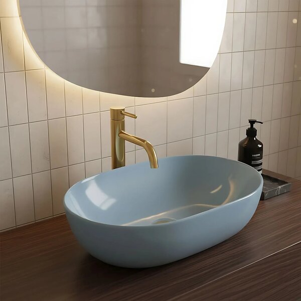 Lavabo da appoggio Rea LISA L.BLUE SHINY