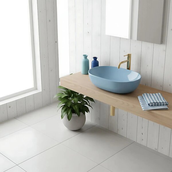 Lavabo da appoggio Rea LISA L.BLUE SHINY