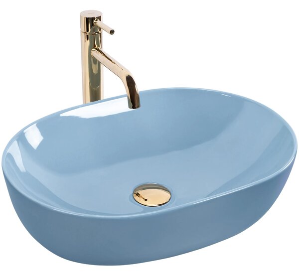 Lavabo da appoggio Rea LISA L.BLUE SHINY