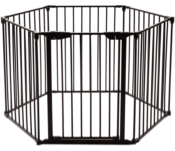 Costway Recinto pieghevole 6 pezzi Cancelleto di sicurezza in ferro 380x75cm Nero