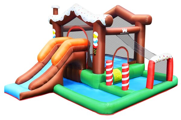 Costway Casa gonfiabile con scivolo e rete protettiva per l’uso interno ed esterno, Castello gonfiabile per bambini