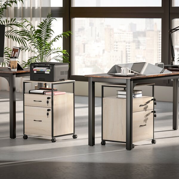 Vinsetto Cassettiera per Scrivania con 2 Cassetti e Ruote, per Formato Lettera A4 44x40x66,5 cm, Legno | Aosom Italy
