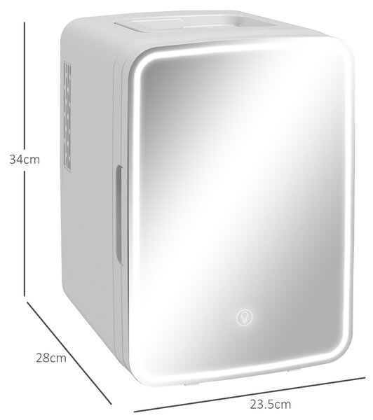 HOMCOM Frigorifero Cosmetici 10L Estremamente Silenzioso 12V/240V per Raffreddare e Riscaldare, Bianco | Aosom Italy