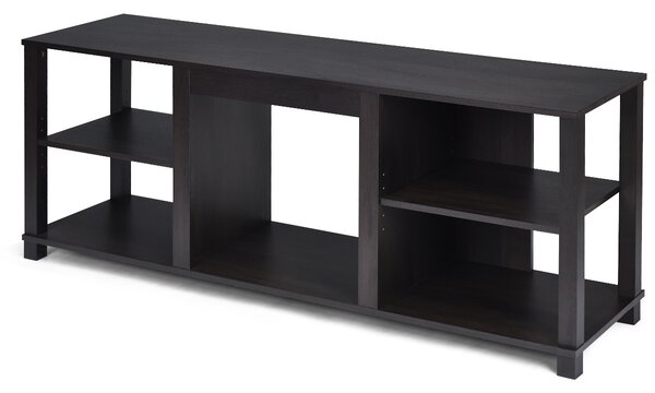 Costway Mobile TV con 2 ripiani e mensole aperte per salone, Centro intrattenimento multiuso di legno per TV Nero