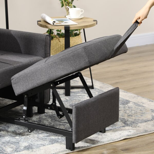 HOMCOM Poltrona convertibile 3 in 1, con schienale regolabile in 3 posizioni e cuscino incluso, 2 tasche laterali 69x82x85 cm, Grigio | Aosom Italy