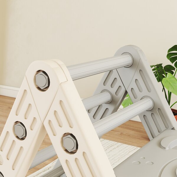 AIYAPLAY Struttura da arrampicata 5 in 1 con scivolo, arco da arrampicata, rampa doppia, per bambini di 18-48 mesi, Grigio e Bianco | Aosom Italy