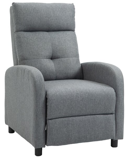 HOMCOM Poltrona Reclinabile 155° max in Tessuto Effetto Lino Grigio con Poggiapiedi, 67x87x98 cm | Aosom Italy