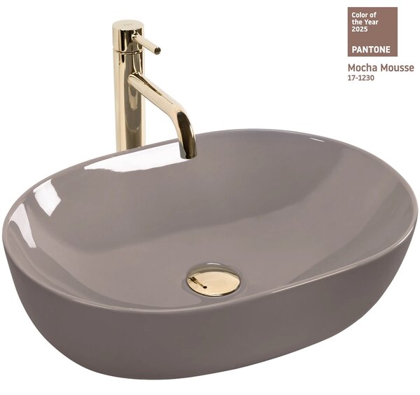 Lavabo da appoggio Rea Lisa Beige Shiny