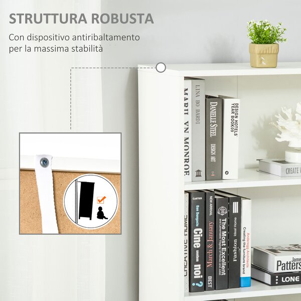 HOMCOM Libreria con 4 scomparti aperti e 1 armadio con 2 ripiani per