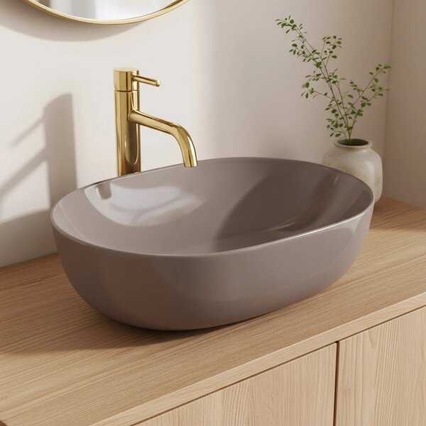 Lavabo da appoggio Rea Lisa Beige Shiny