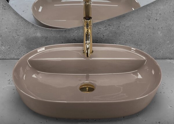 Lavabo da appoggio REA Aura 61 Beige Shiny