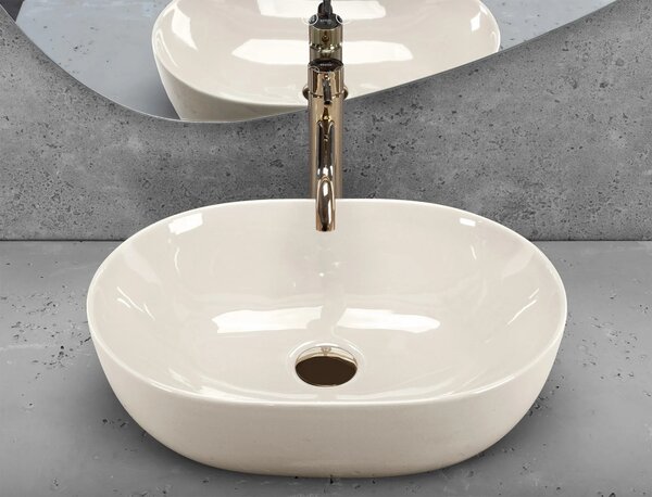 Lavabo da appoggio Rea LISA ECRU SHINY