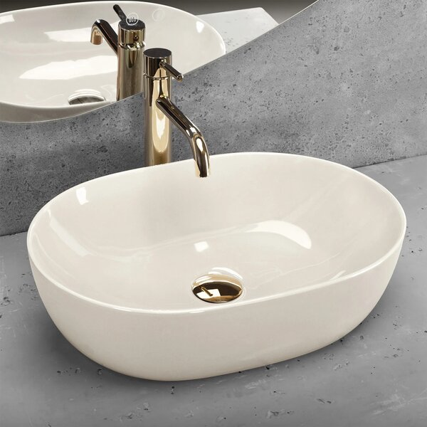 Lavabo da appoggio Rea LISA ECRU SHINY