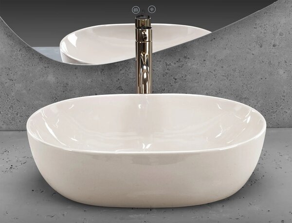 Lavabo da appoggio Rea LISA ECRU SHINY
