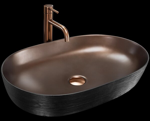 Lavabo da appoggio in ceramica CLEO 61 Copper Bush / Black -REA