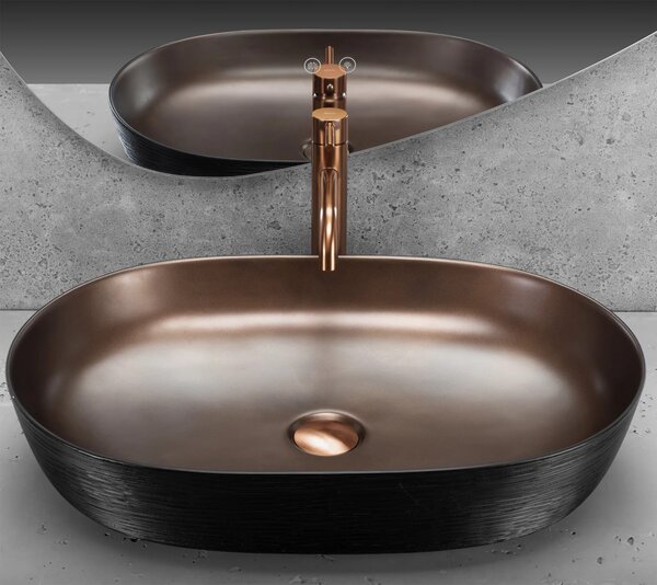 Lavabo da appoggio in ceramica CLEO 61 Copper Bush / Black -REA