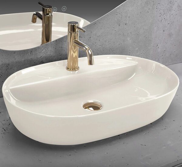 Lavabo da appoggio REA Aura 61 Ecru Shiny