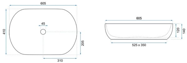 Lavabo da appoggio in ceramica CLEO 61 Copper Bush / Black -REA