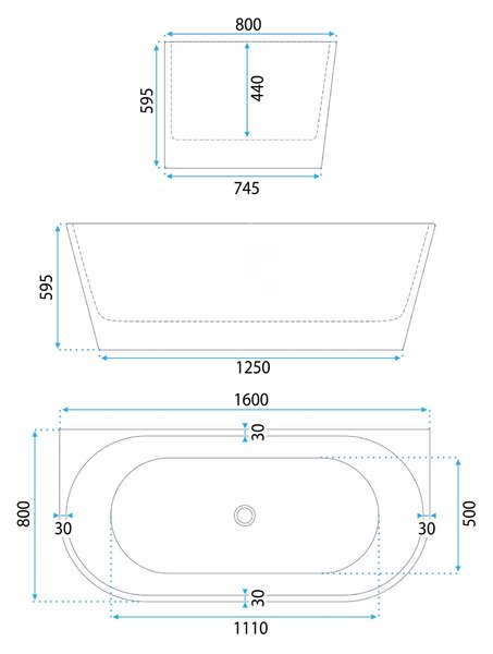 Vasca Bagno A Parete CAPRI 160cm