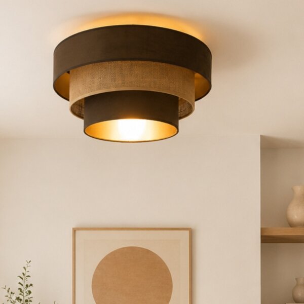 Plafoniera WENTA 1xE27/60W/230V, diametro 50 cm, marrone/iuta