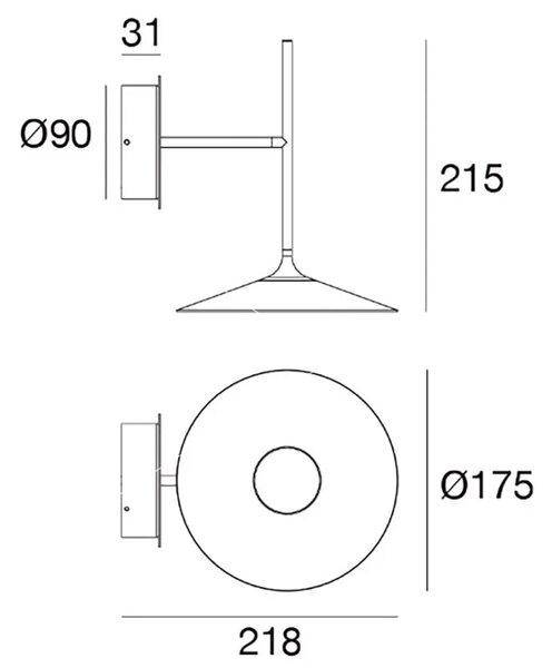 Applique led linea light poe 8500 3000k 536lm metallo bianco mono emissione - Linea Light Group