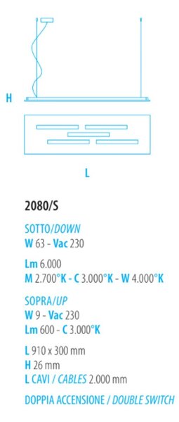 Lampadario moderno fratelli braga gamma 2080 s led biemissione metallo - Fratelli Braga