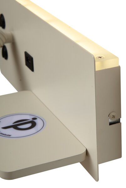 Set di 2 lampade da parete beige con LED, USB e caricatore a induzione - Riza