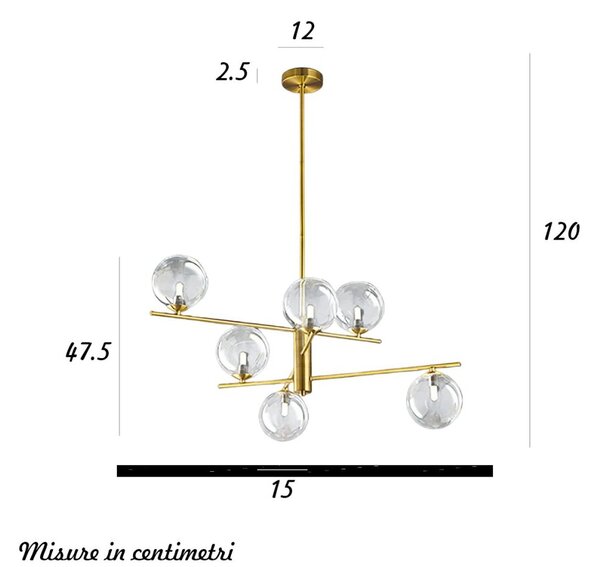 Lampadario classico perenz pyrex 8514 ob g9 led metallo ottone brunito multiluce - Perenz