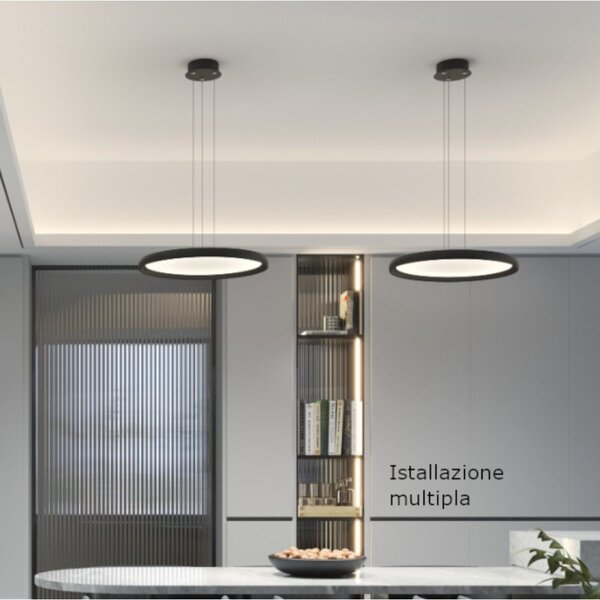 Lampadario moderna top light plana 1221 s50 led cct switch metallo acrilico - Top Light