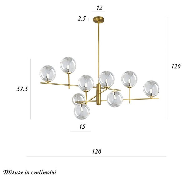 Lampadario classico perenz pyrex 8516 ob g9 led metallo ottone brunito multiluce - Perenz