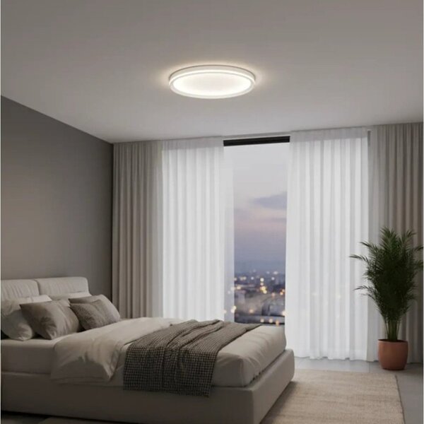 Plafoniera moderna top light aera 1222 50 led cct switch biemissione metallo acrilico - Top Light
