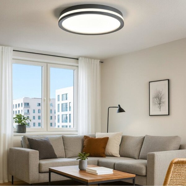 Plafoniera moderna top light aera 1222 60 led cct switch biemissione metallo acrilico - Top Light