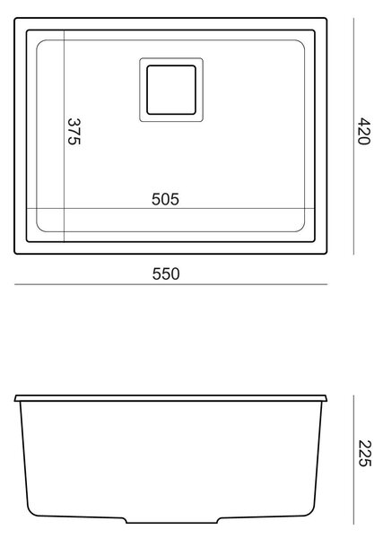 Lavello in granito DAVID 50 Grey Metallic