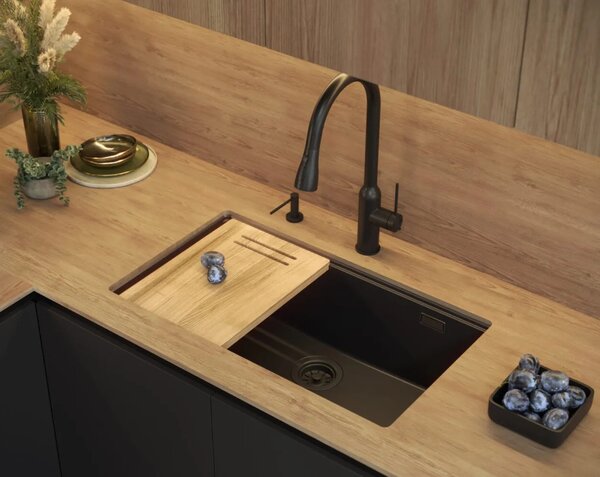 Lavello in granito Logan 110 Black Metallic
