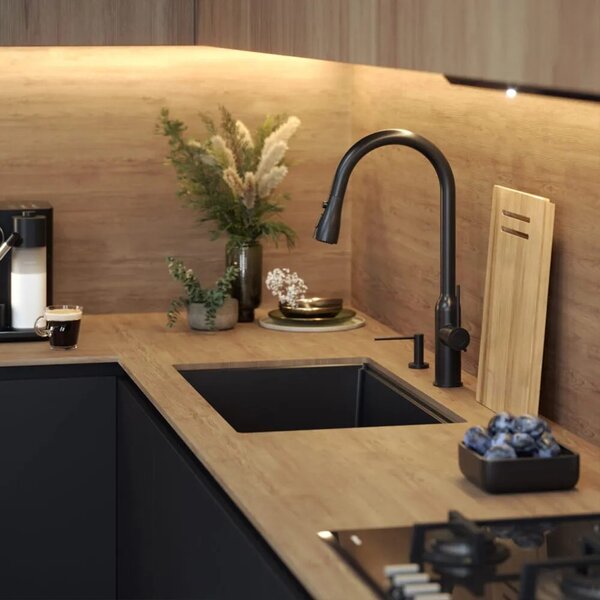 Lavello in granito Logan 110 Black Metallic