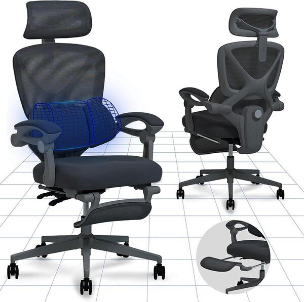 Sedia da ufficio ergonomica OC4B black con inclinazione di 135°, nera