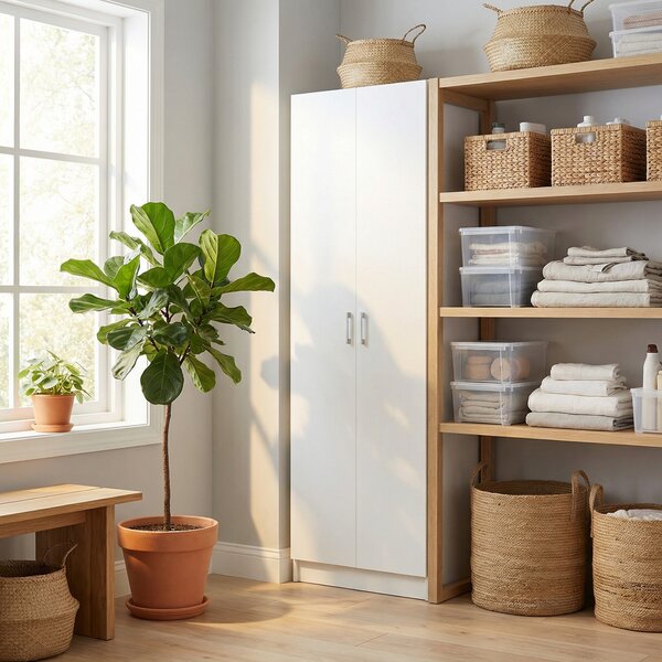 HOMCOM Mobile Multiuso Moderno con 5 Ripiani Livelli Regolabili in Legno, 60x31.5x165 cm, Bianco | Aosom Italy