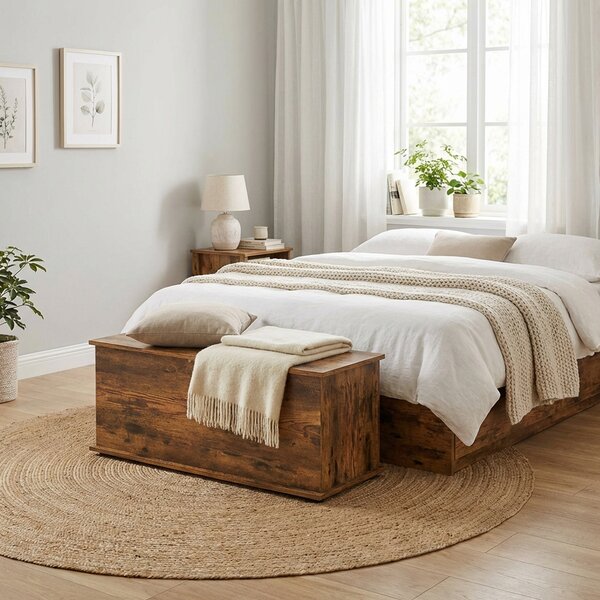HOMCOM Panca Contenitore Multiuso per Camera da Letto e Ingresso in Legno, Capacità 120 kg, 100x40x40cm, Marrone | Aosom Italy