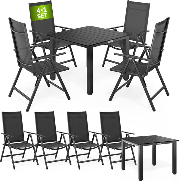 Casaria Tavolo e Sedie da Giardino Alluminio 4 +1 Tavolo WPC 80x80 cm Mobili Esterno Grigio